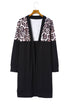 Printed Leopard Detail Plus Size Cardigan